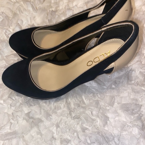 AldoTan and Black Platform Shoes Women's 7.5 Round Toe 4 inch heels. - Picture 5 of 6